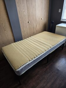 Single mattress, topper and metal frame
