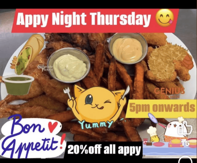 Appy Night Thursday, 20% off all appy - Audielicious FSJ
