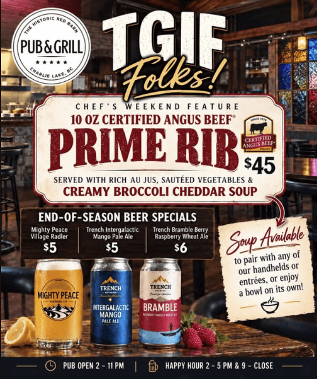 Prime Rib Special - The Pub & Local Market in Charlie Lake