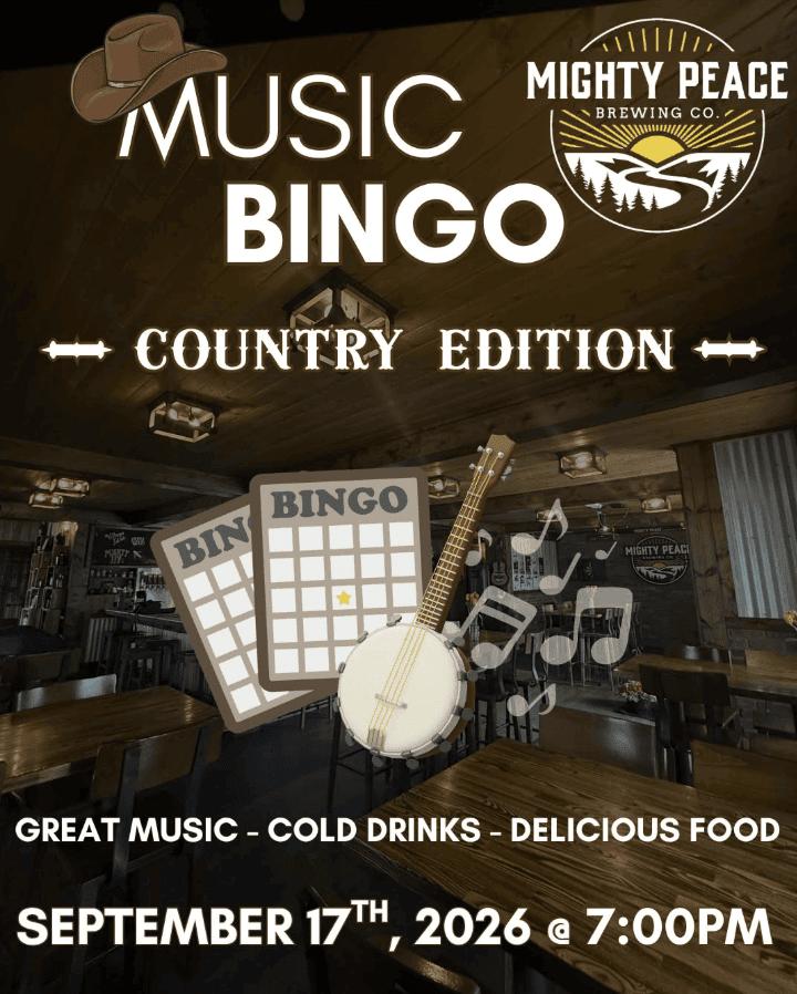 Music Bingo Country Edition - Mighty Peace Brewing