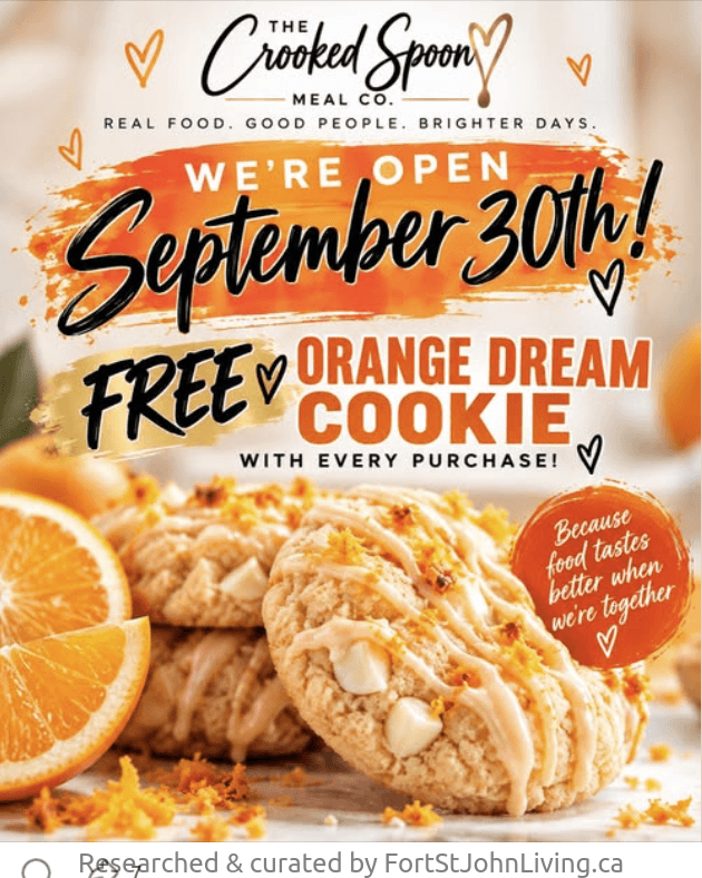 Free Orange Dream Cookie with every purchase - The Crooked Spoon