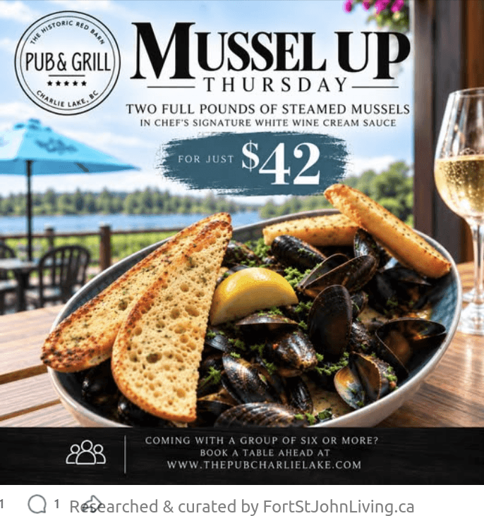 Mussel Up Thursdays - The Pub in Charlie Lake - from fortstjohnliving.ca Events Calendar