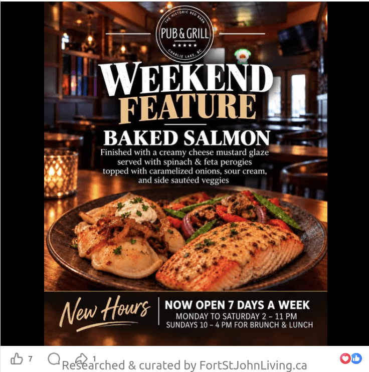 Chef’s Weekend Feature, Baked Salmon - The pub and local market in Charlie Lake
