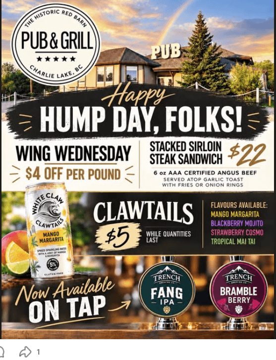 Wing Wednesday - The Pub in Charlie Lake - from fortstjohnliving.ca Events Calendar