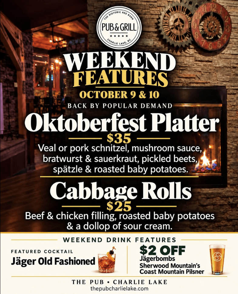 Weekend Features - The Pub Charlie Lake - from fortstjohnliving.ca Events Calendar