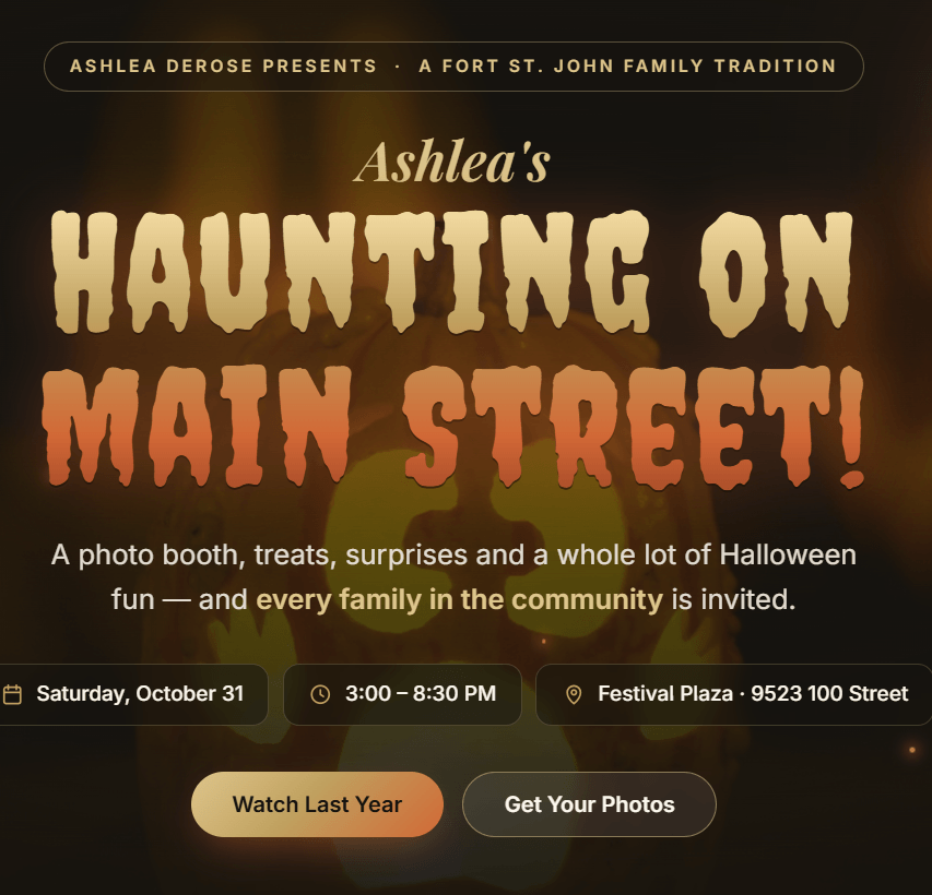Ashlea's Haunting on Main Street - Festival Plaza - from fortstjohnliving.ca Events Calendar