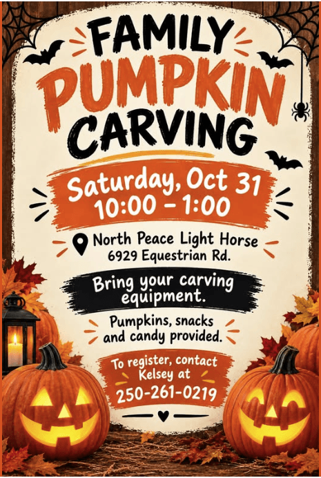Family Pumpkin Carving - North Peace Light Horse - from fortstjohnliving.ca Events Calendar