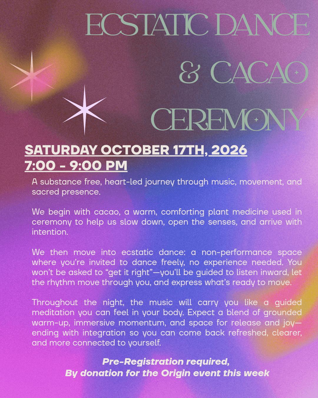 Ecstatic Dance & Cacao Ceremony - FSJ - from fortstjohnliving.ca Events Calendar