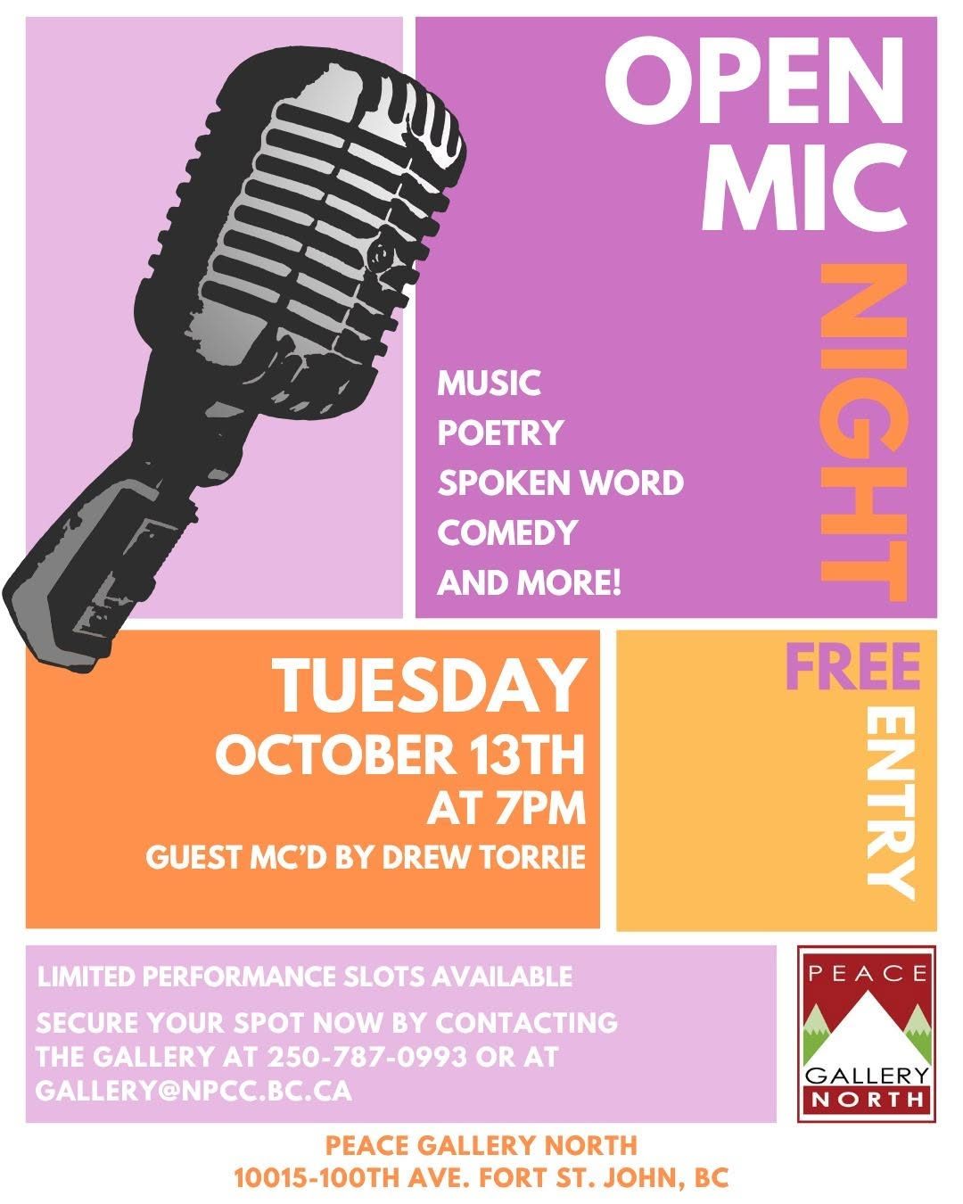 Open Mic Night - Peace Gallery North - from fortstjohnliving.ca Events Calendar