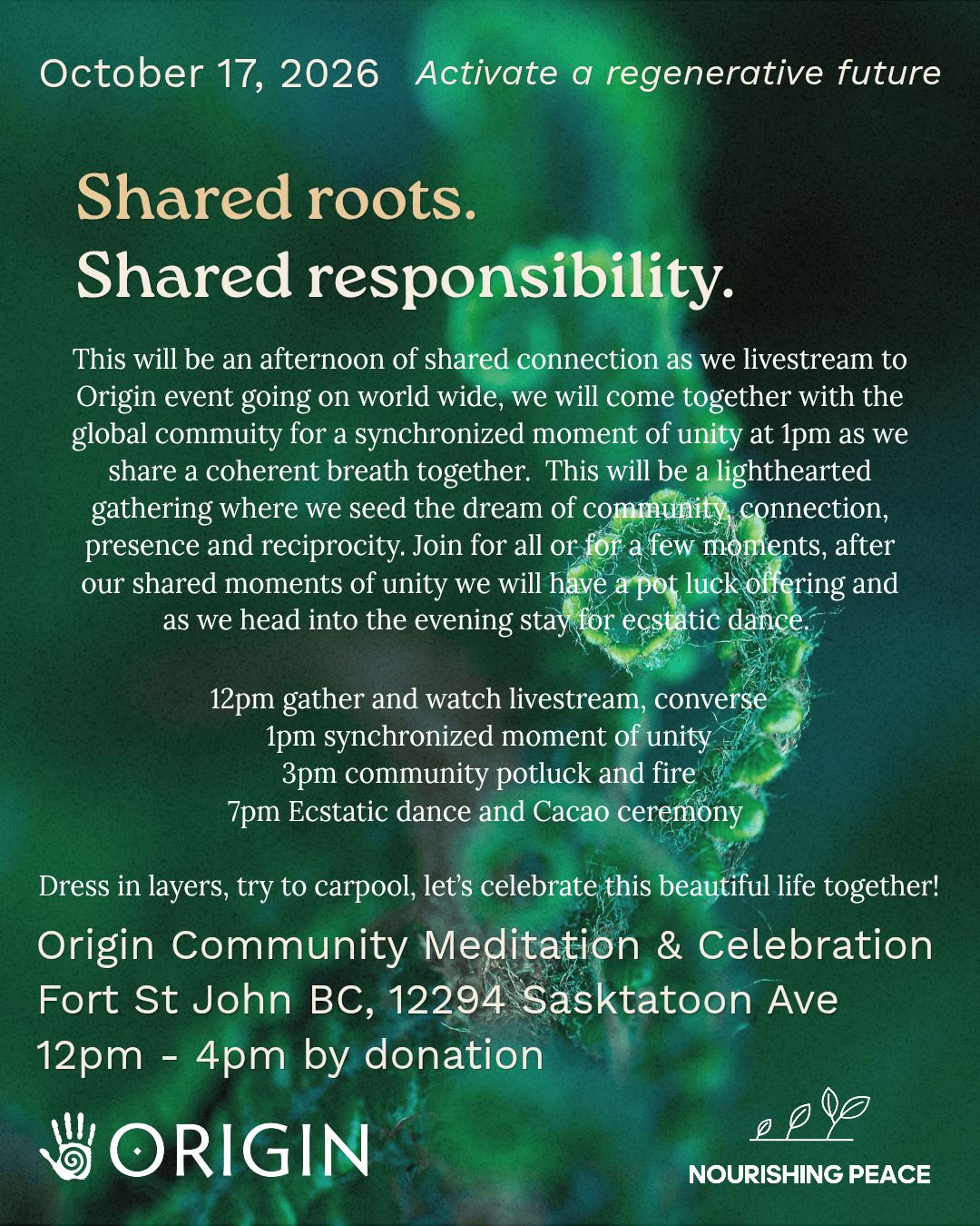 Origin Community Meditation & Celebration - FSJ - from fortstjohnliving.ca Events Calendar