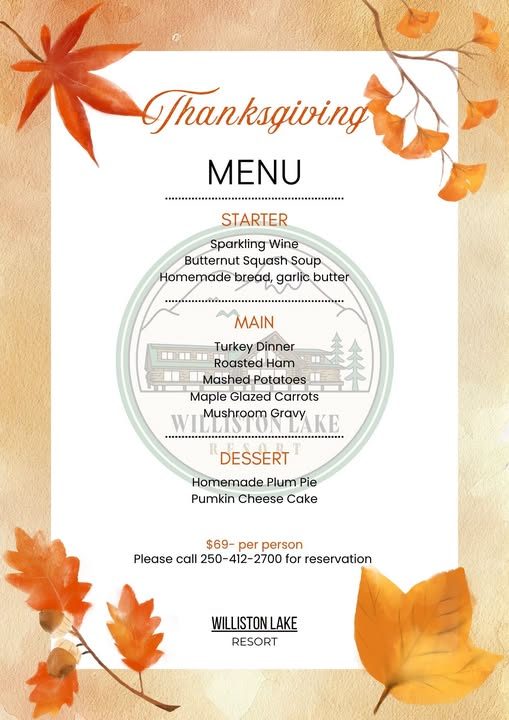 Thanksgiving Dinner - Williston Lake Resort - from fortstjohnliving.ca Events Calendar